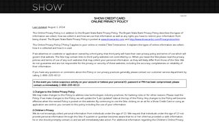 Online Privacy Policy | Show Mastercard Credit Card