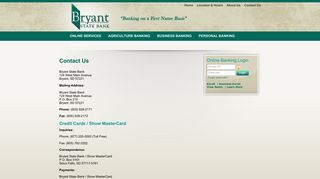 Contact Us - Bryant State Bank