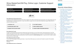 Show MasterCard Bill Pay, Online Login, Customer Support Information