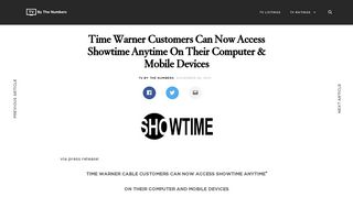 Time Warner Customers Can Now Access Showtime Anytime On Their ...