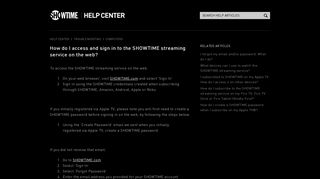 How do I access and sign in to the SHOWTIME streaming service on ...