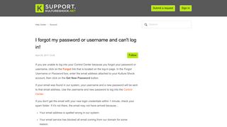 I forgot my password or username and can't log in! – Help Center