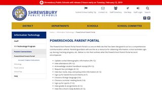 Shrewsbury Public Schools PowerSchool Parent Portal | Information ...