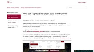 How can I update my credit card information? – Shriners Hospitals for ...