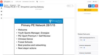 Primary PE 28 1 15 - Shropshire Learning Gateway - studylib.net