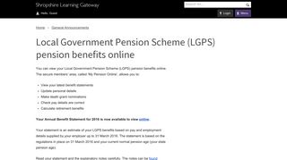 Local Government Pension Scheme (LGPS) - Shropshire Learning ...