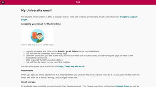 My University email | FAQ - shuspace