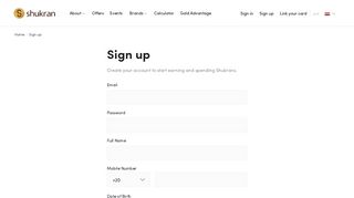 Sign up - Shukran