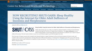 NOW RECRUITING! SHUTi OASIS: Sleep Healthy Using the Internet ...