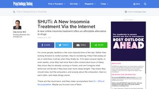 SHUTi: A New Insomnia Treatment Via the Internet | Psychology Today