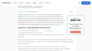 App Awareness Month - ShuttleCloud - BetterCloud Monitor