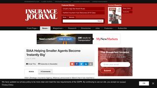 SIAA Helping Smaller Agents Become 'Instantly Big' - Insurance Journal