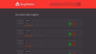 sis.siam.edu logins - BugMeNot