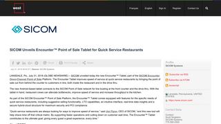 SICOM Unveils Encounter™ Point of Sale Tablet for Quick Service ...
