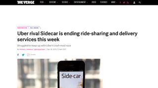 Uber rival Sidecar is ending ride-sharing and delivery services this ...