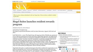 Siegel Suites launches resident rewards program — - Las Vegas Sun
