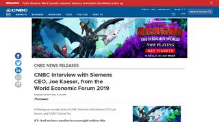 CNBC Interview with Joe Kaeser, Siemens CEO, from the World ...