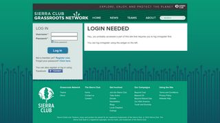 Login Needed | Grassroots Network - Sierra Club