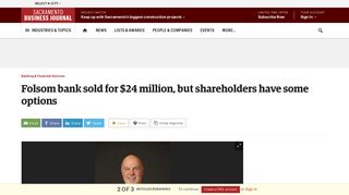 Folsom-based Sierra Vista Bank sold for $24 million to Central Valley ...