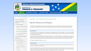 Payroll and Revenue - Solomon Islands' Ministry of Finance