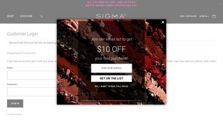 Customer Login - Sigma Beauty