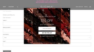 Orders and Returns - Sigma Beauty
