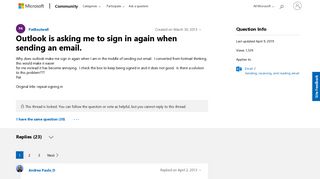 Outlook is asking me to sign in again when sending an email ...