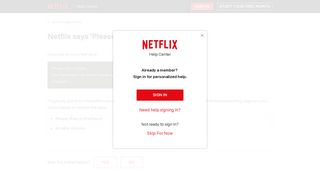 Netflix says 'Please sign in again.' - Netflix Help Center