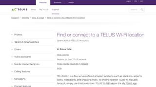 Find or connect to a TELUS Wi-Fi location | Support | TELUS.com