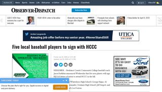 Five local baseball players to sign with HCCC - News - Uticaod - Utica ...
