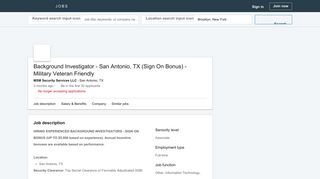 MSM Security Services LLC hiring Background Investigator - San ...