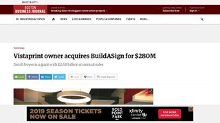 Vistaprint owner acquires BuildASign for $280M - Boston Business ...