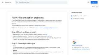 Fix Wi-Fi connection problems - Nexus Help - Google Support