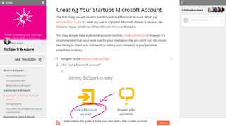 Creating Your Startups Microsoft Account | BizSpark & Azure | Guides
