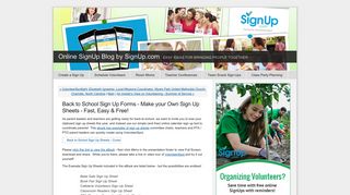 Back to School Sign Up Forms - Make your Own Sign Up Sheets - Fast ...