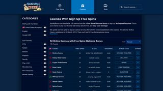 Sign Up Free Spins for All Online Casinos 2019 - SpinMyBonus.com