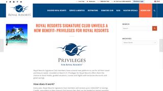 Royal Resorts Signature Club unveils Privileges for Royal Resorts