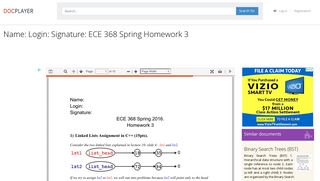 Name: Login: Signature: ECE 368 Spring Homework 3 - PDF