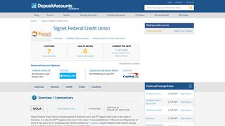 Signet Federal Credit Union Reviews and Rates ... - Deposit Accounts