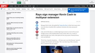 Tampa Bay Rays sign manager Kevin Cash to multiyear extension