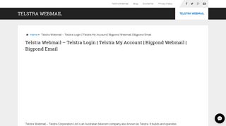 Telstra Webmail - Telstra Login | Telstra My Account | Bigpond Webmail