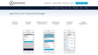 signs365.com Password Manager SSO Single Sign ON - SaasPass
