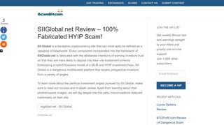 SIIGlobal.net Review - 100% Fabricated HYIP Scam! - Scam Bitcoin