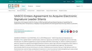 VASCO Enters Agreement to Acquire Electronic Signature Leader ...