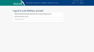 Log in to your KrisFlyer account - SilkAir