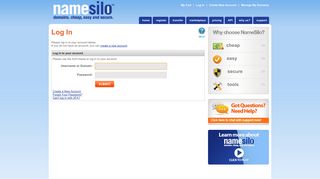 Account Log In - NameSilo
