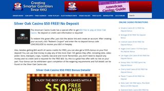 Silver Oak Casino $50 FREE! No Deposit Bonus | American Casino ...