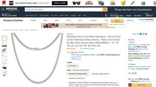 Amazon.com: Silvadore 4mm Curb Mens Necklace - Silver Chain ...
