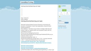 training.silverchairlearning.com login - LionelRau1's blog - Typepad