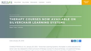 Therapy Courses Now Available on Silverchair Learning Systems